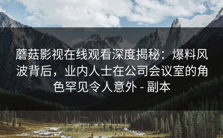蘑菇影视在线观看深度揭秘：爆料风波背后，业内人士在公司会议室的角色罕见令人意外 - 副本