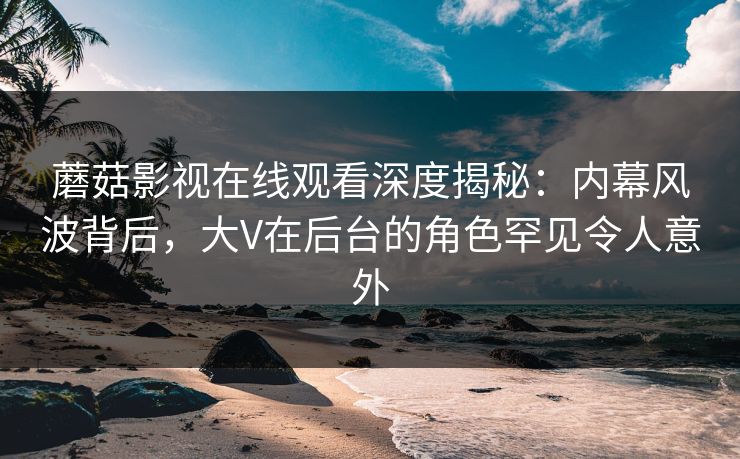蘑菇影视在线观看深度揭秘：内幕风波背后，大V在后台的角色罕见令人意外