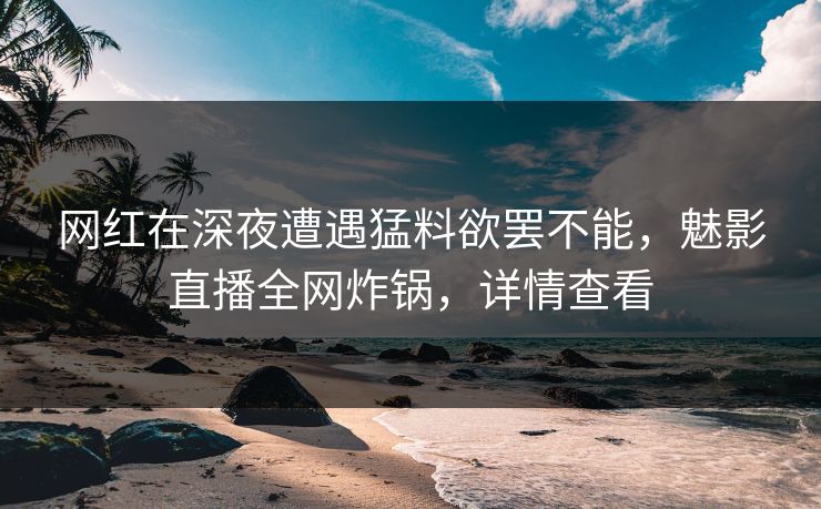 网红在深夜遭遇猛料欲罢不能，魅影直播全网炸锅，详情查看