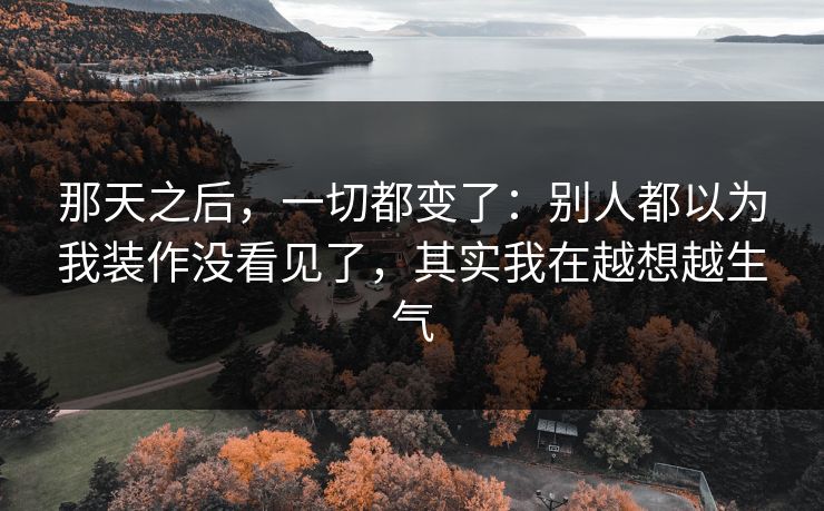 那天之后，一切都变了：别人都以为我装作没看见了，其实我在越想越生气